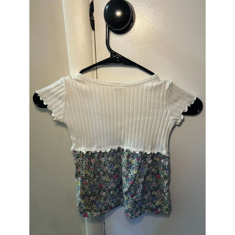 Old Navy Toddler Girl Ribbed Knit Short Sleeve Floral Dress 18-24 Months